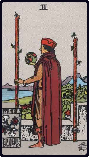 タロットカード ワンドの2 Two of Wands(ウェイト版)