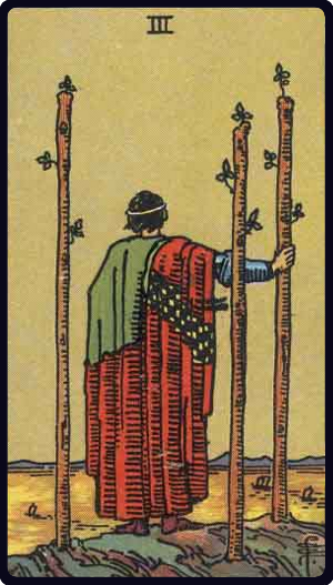 タロットカード ワンドの3 Three of Wands(ウェイト版)