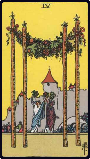 タロットカード ワンドの4 Four of Wands(ウェイト版)